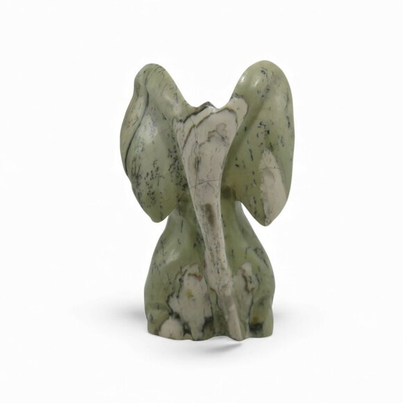 Stone Elephant Hand Carved Green Butter Jade Stone in South Africa Signed 5.5" - Picture 1 of 11